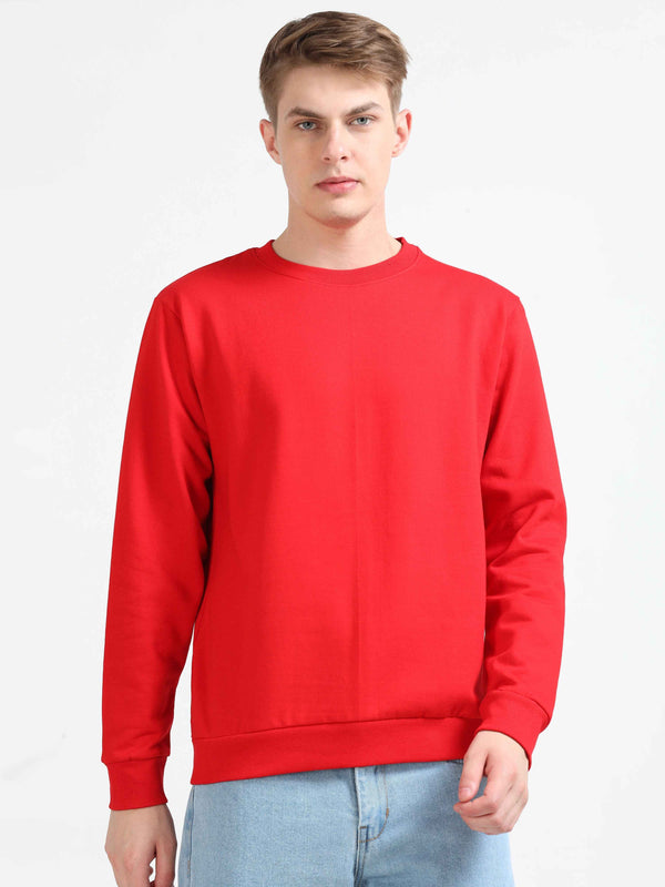Classic Plain Unisex Sweatshirt Red