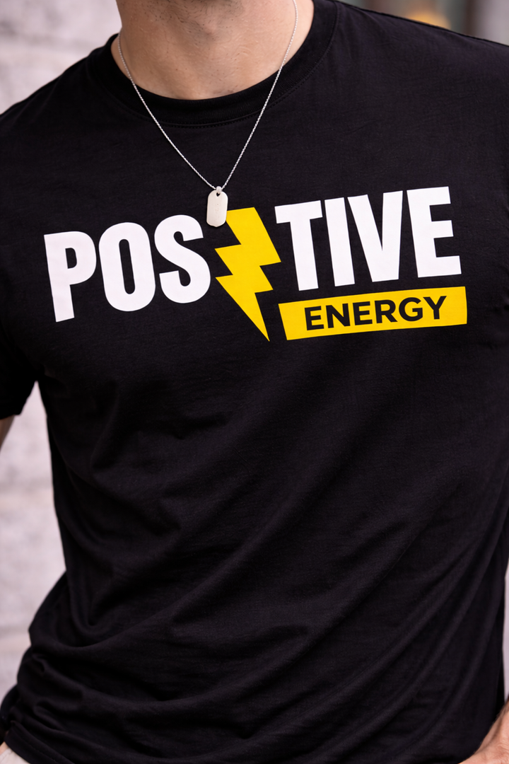 Positive Energy Black Graphic T-Shirt for Men | Fashvynz