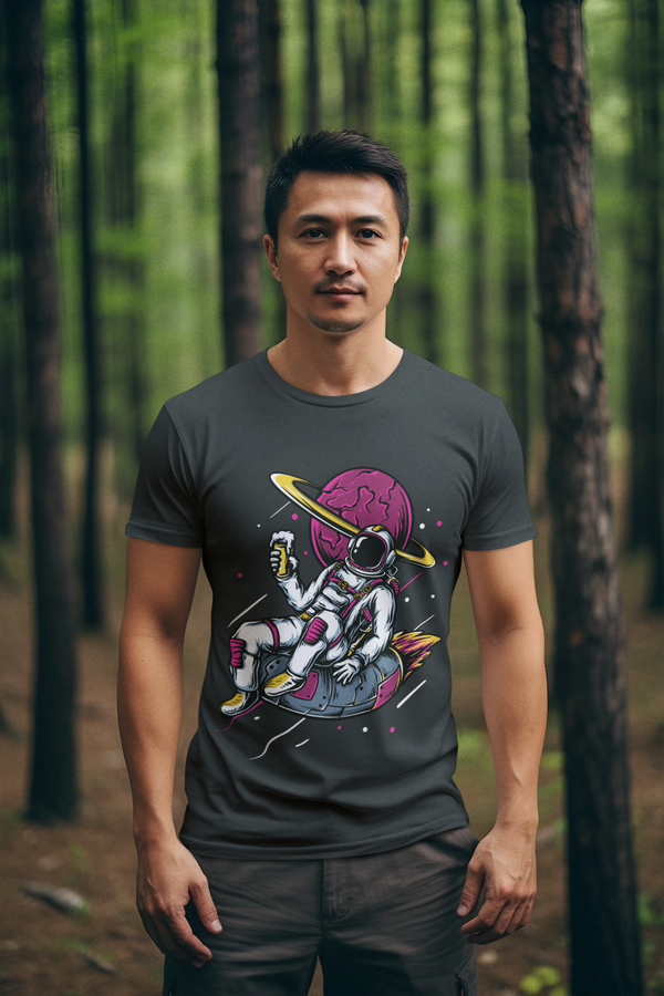 Space Graphic Printed T-Shirt – 100% Cotton & Regular Fit